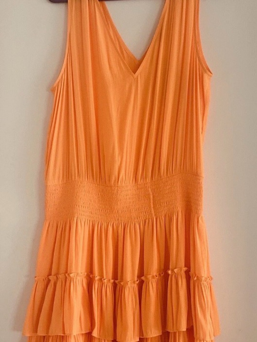 Sleeveless V-Neck Tiered Orange Dress